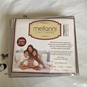 New Mellanni 1800 Brushed Microfiber King Bed Sheet Set, 4 Piece - Light Grey